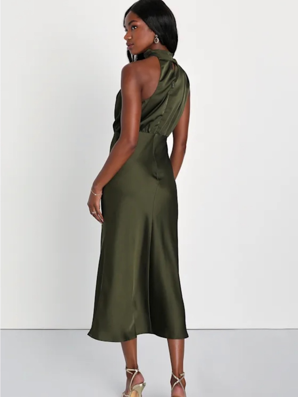Lulu’s Satin Midi Dress - Picture 4 of 10